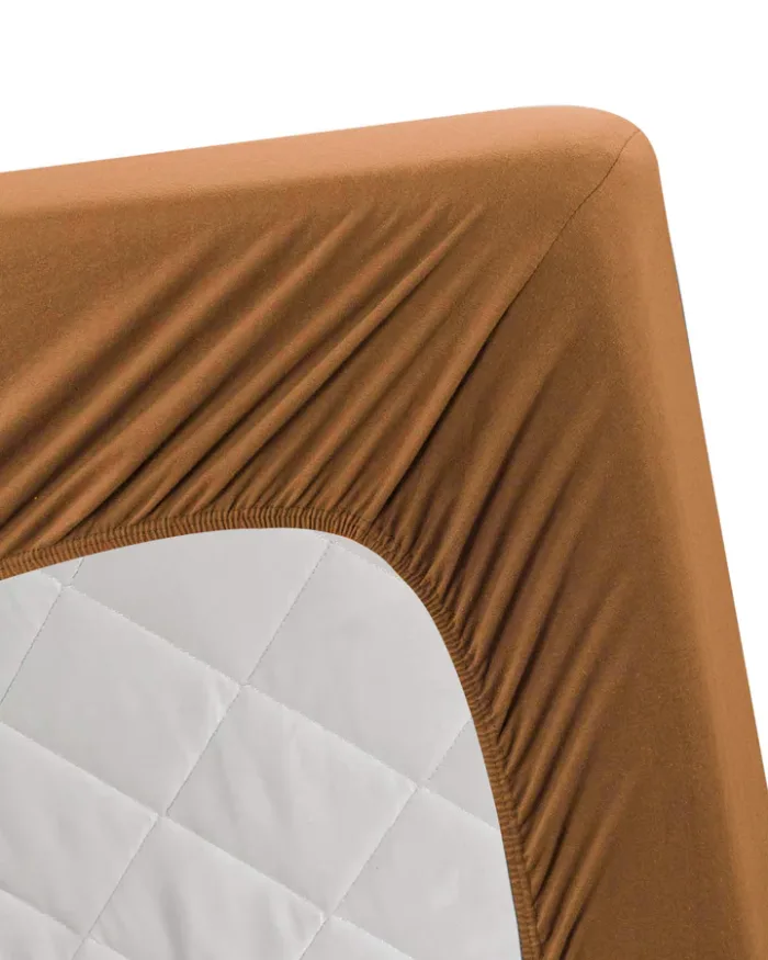 Jersey Bed Fitted Sheet - Camel Brown