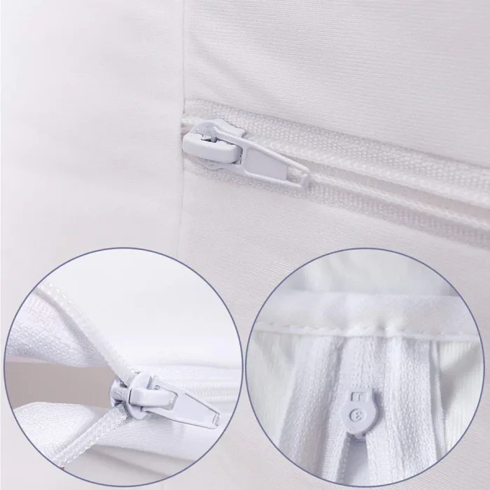 Premium Terry Cotton 100% Waterproof Zipper Mattress Protector In Blue Color - Image 2
