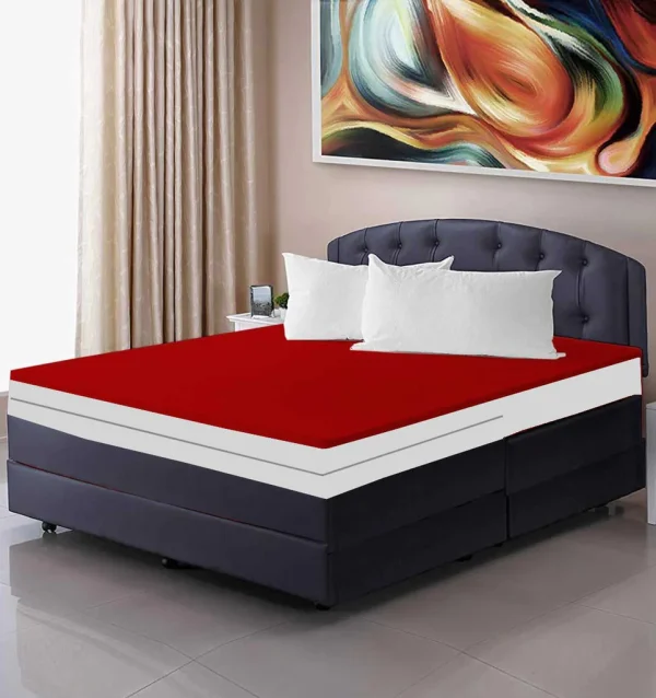 Premium Terry Cotton 100% Waterproof Zipper Mattress Protector In Red Colour