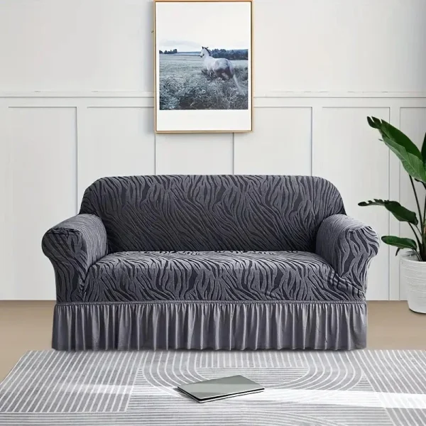 Zebra, Velvet Sofa Cover Grey - Image 2