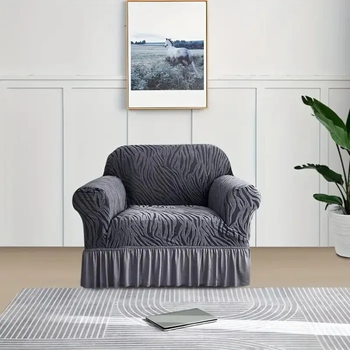 Zebra, Velvet Sofa Cover Grey - Image 3