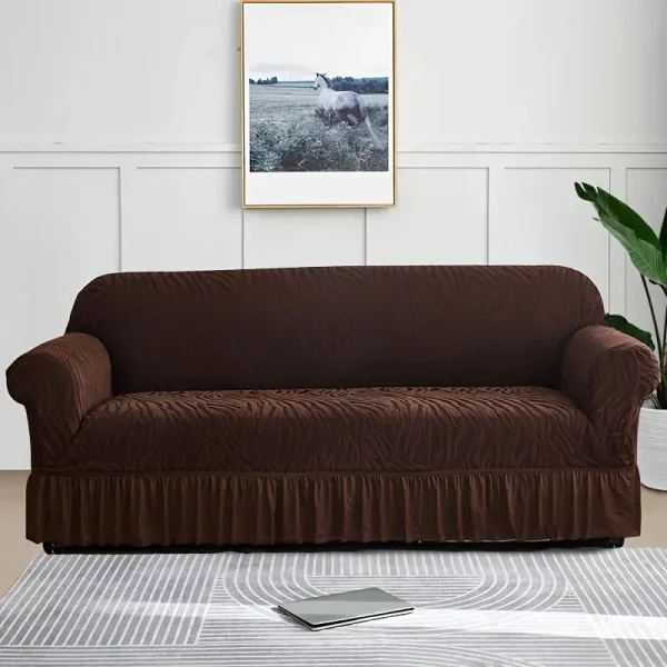 Zebra, Velvet Sofa Cover Dark Brown