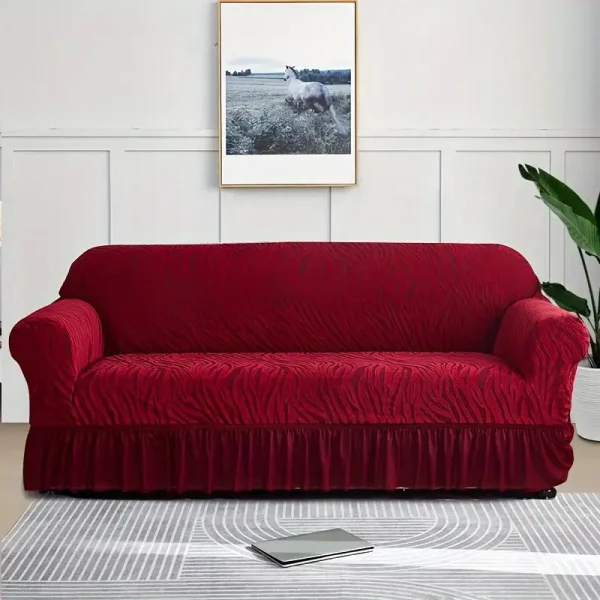 Zebra, Velvet Sofa Cover Maroon