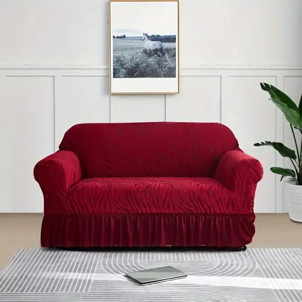 Zebra, Velvet Sofa Cover Maroon - Image 3