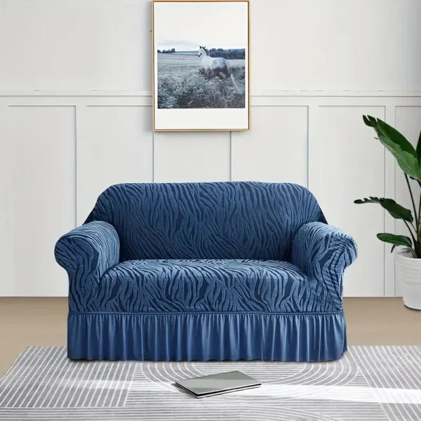 Zebra, Velvet Sofa Cover Navy Blue - Image 3