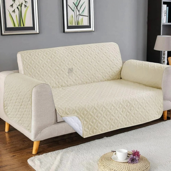 Ultrasonic Quilted Sofa Covers White