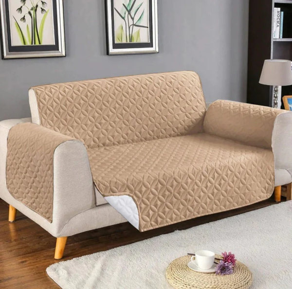 Ultrasonic Quilted Sofa Covers Chocolate Beige