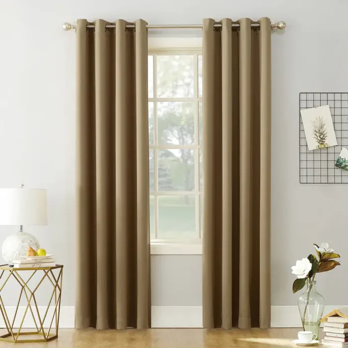 2 PCs Blackout Room Curtains-Beige