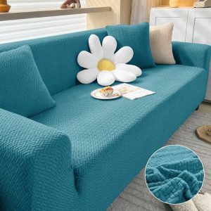 Stripe Velvet Sofa Cover (Zink)