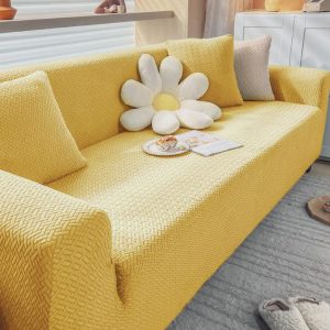 Stripe Velvet Sofa Cover (Gold)