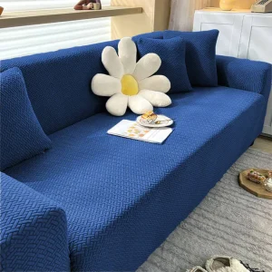 Stripe Velvet Sofa Cover (Blue)