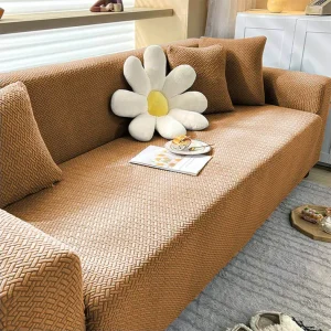 Stripe Velvet Sofa Cover (Copper)
