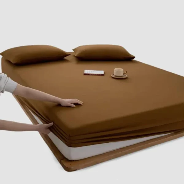Jersey Bed Fitted Sheet - Camel Brown - Image 2