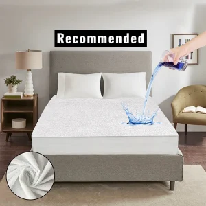 Terry Cotton Waterproof Mattress Protector White Color Fitted Style