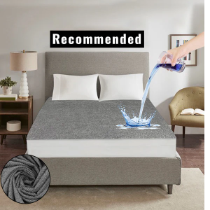 Terry Cotton Waterproof Mattress Protector Grey Color Fitted Style