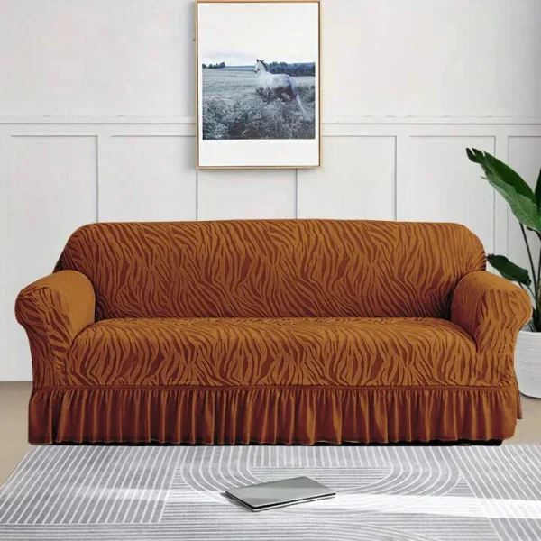 Zebra, Velvet Sofa Cover Copper Brown